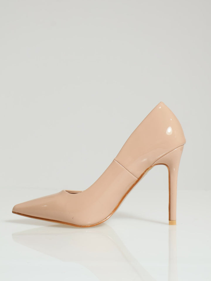 Patent Pointy Fashion Court Heel - Nude