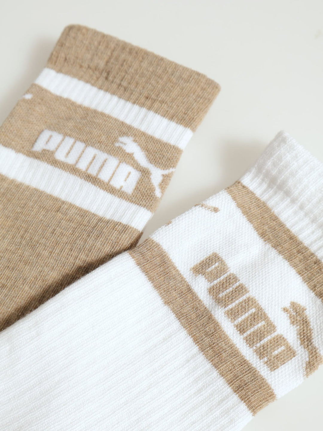 2 Pack Mid Calf  Logo Socks - Camel/White