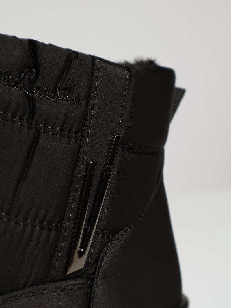 Panelled Nylon Fur Ankle Boot With Pu Detail - Black