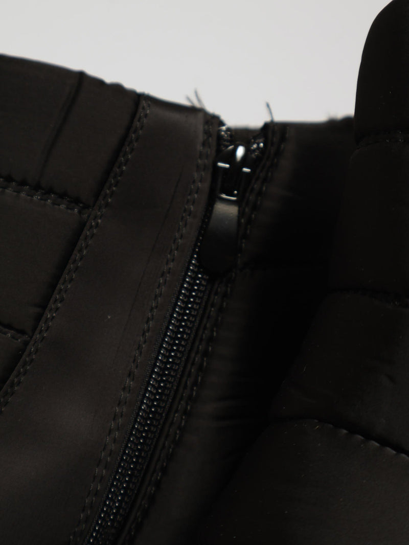 Panelled Nylon Fur Ankle Boot With Pu Detail - Black