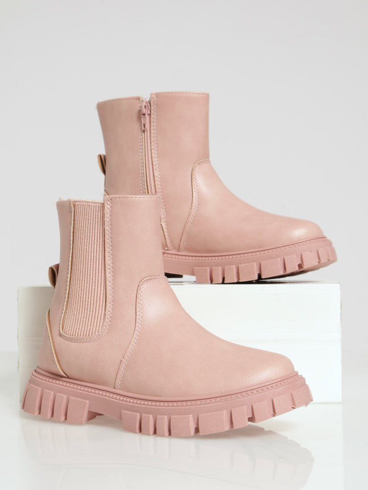 Girls Chunky Chelsea Boot - Dusty Pink