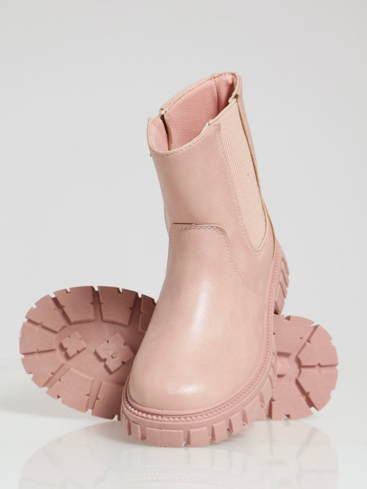Girls Chunky Chelsea Boot - Dusty Pink