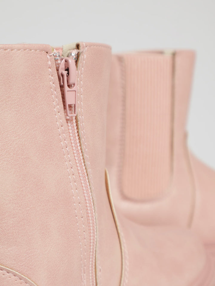 Girls Chunky Chelsea Boot - Dusty Pink