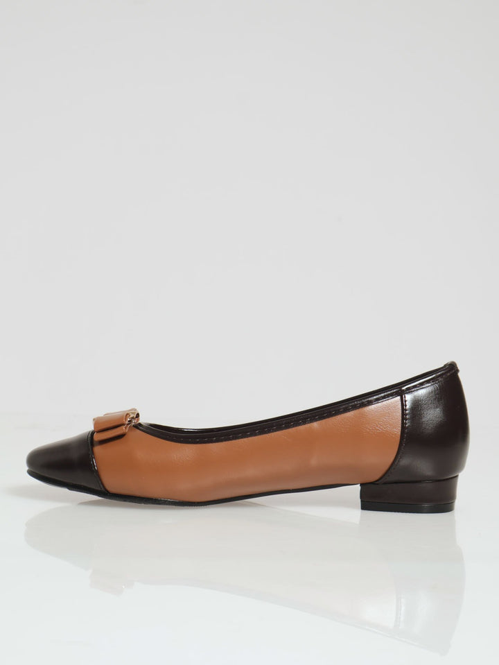 Square Toe Bow Trim Pump - Coffee