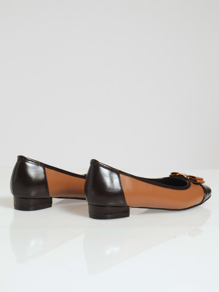 Square Toe Bow Trim Pump - Coffee