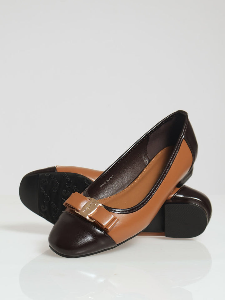 Square Toe Bow Trim Pump - Coffee