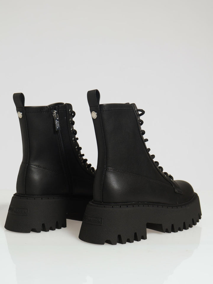 Over-Ride Lace Up Chunky Boot - Black