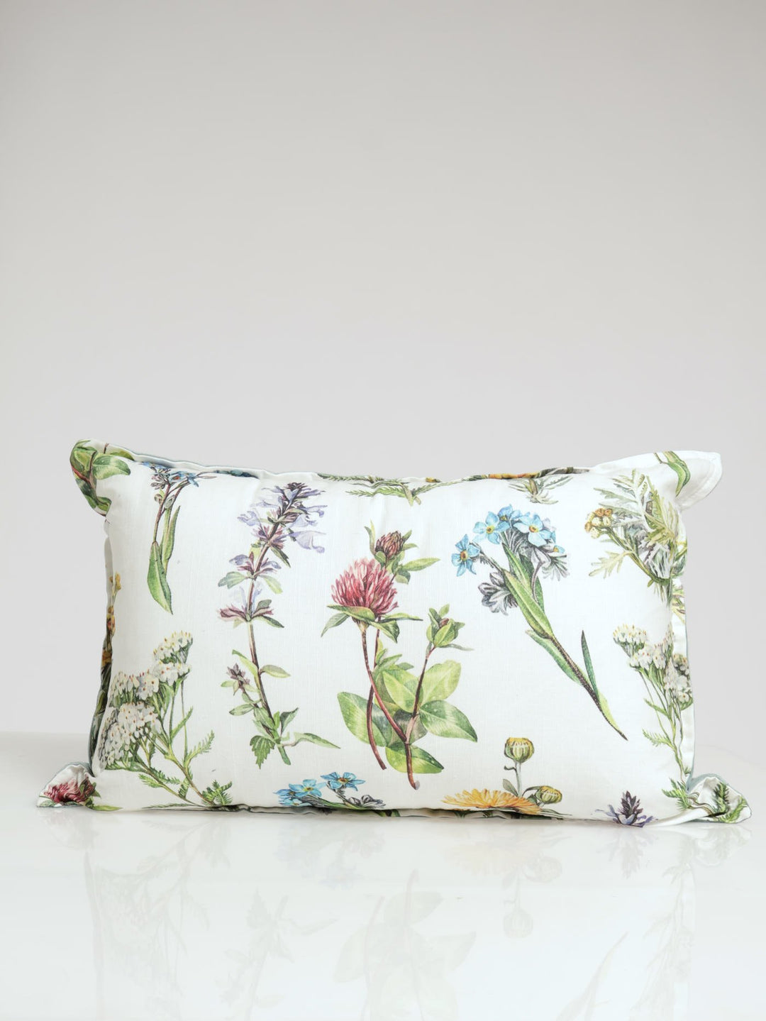 Wild Flower Velvet Scatter Cushion 40x60cm Green - Main Image