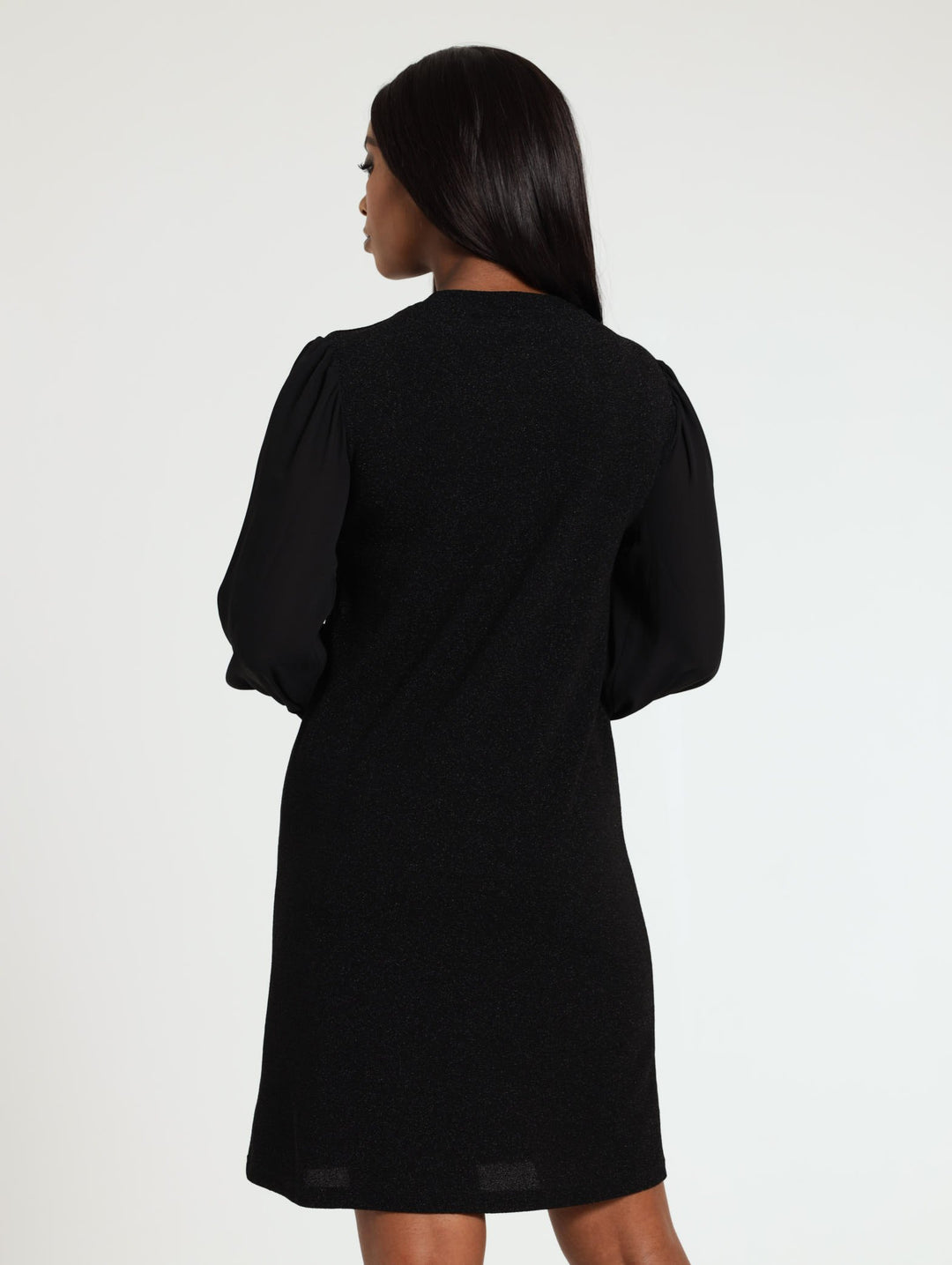 Lurex Combo Shift Dress - Black