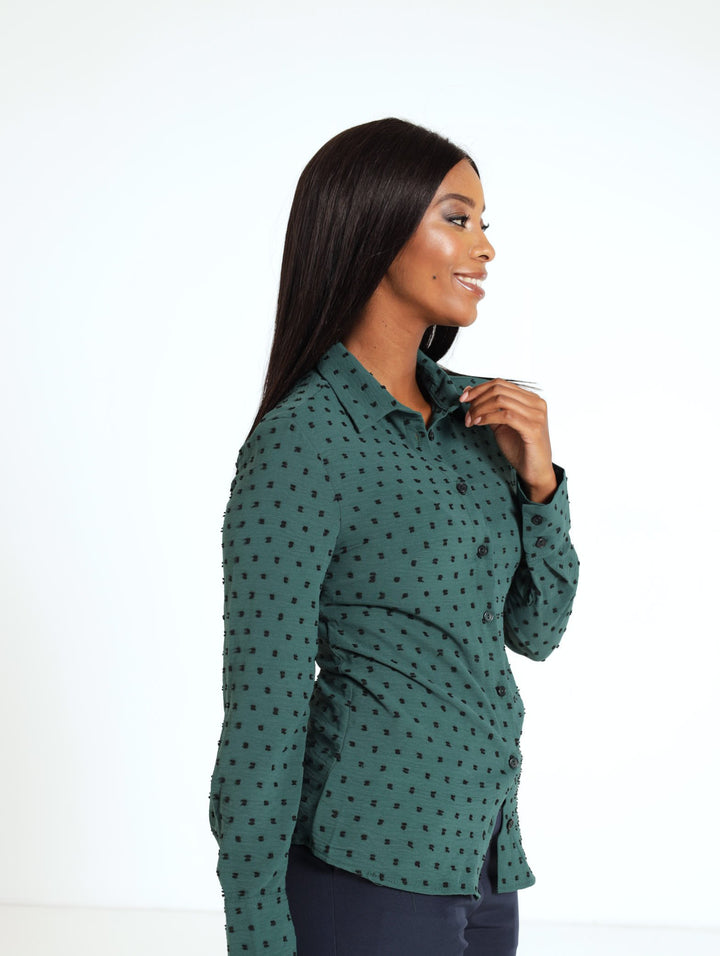 Classic Formal Dobby Shirt - Dark Green