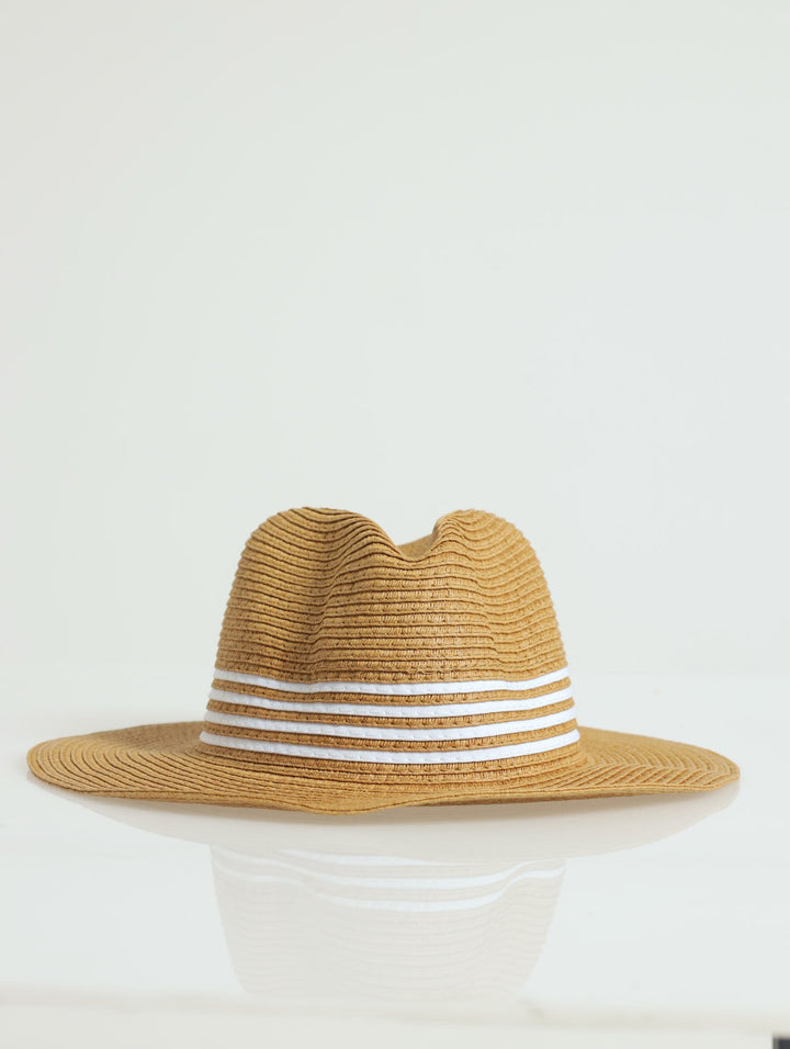 2 Tone Crown Detail Fedora - Caramel