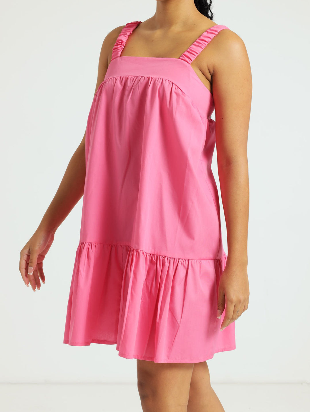 Girls Back Detail Tier Dress - Pink
