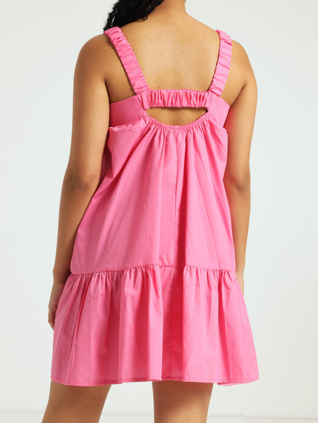 Girls Back Detail Tier Dress - Pink