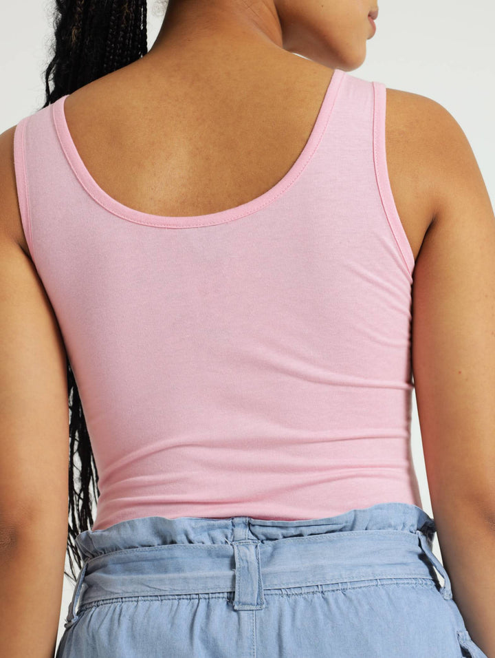 Girls Heart Trim Bodysuit - Light Pink