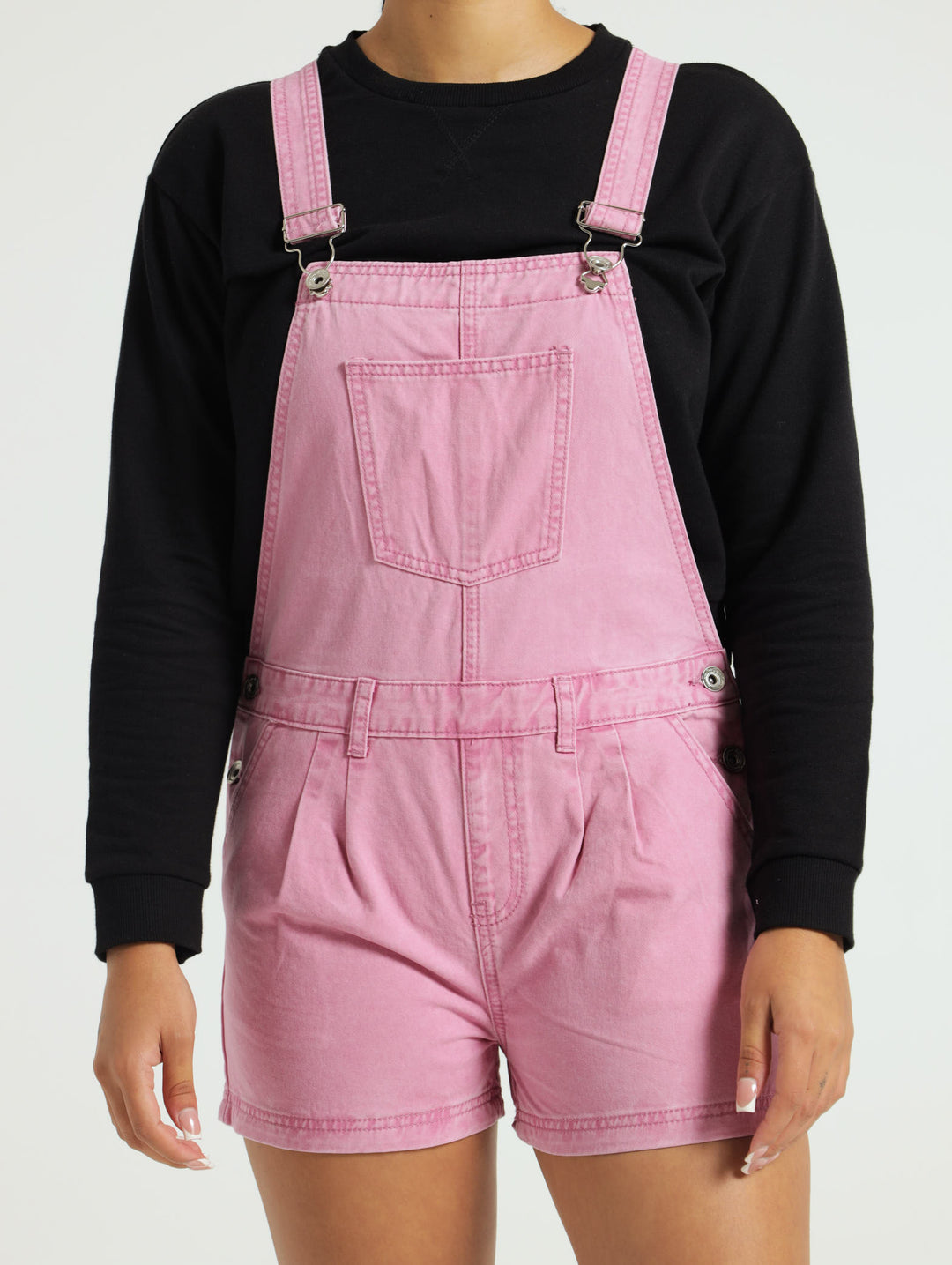 Girls Acid Wash Dungaree - Pink