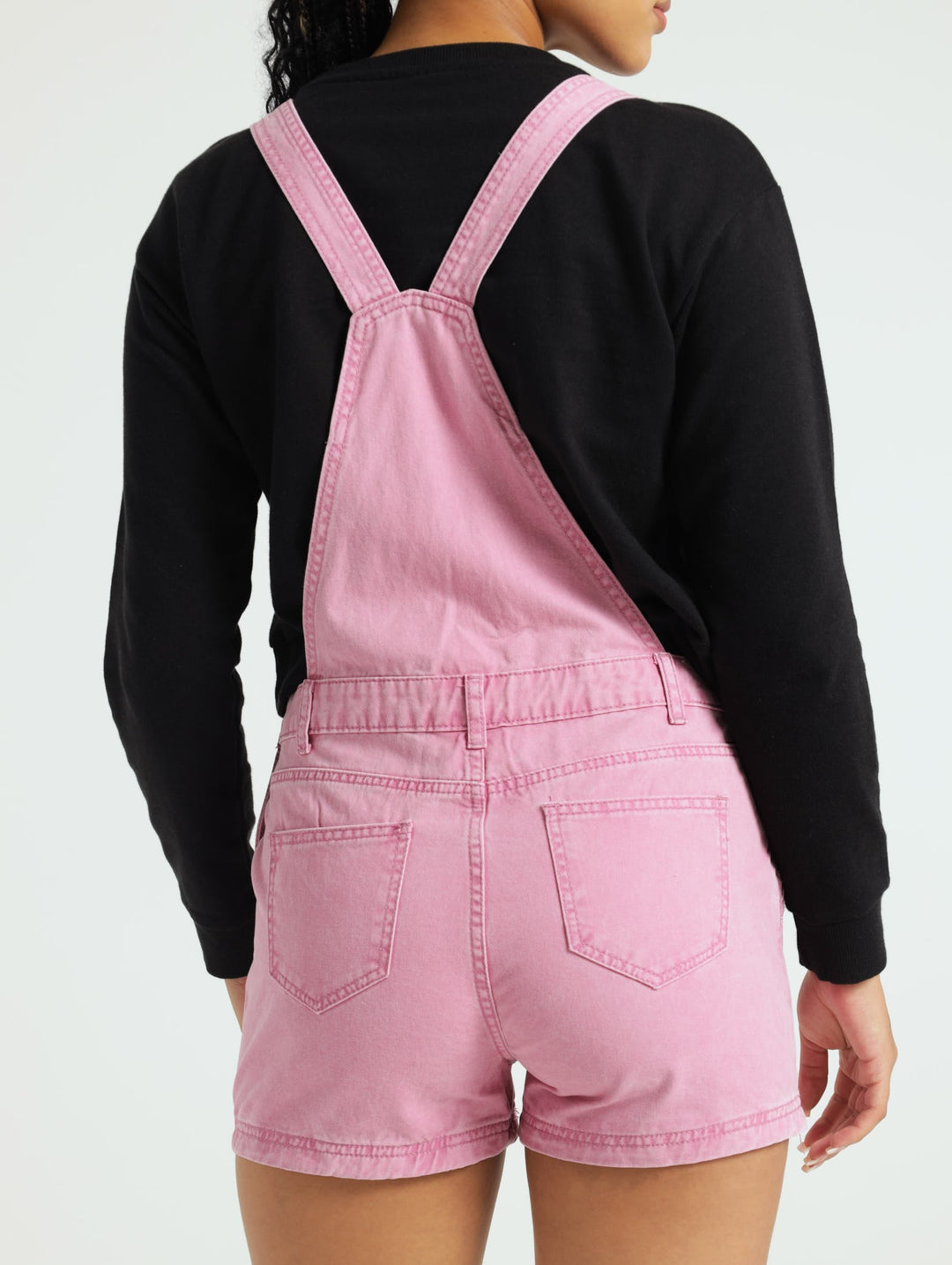 Girls Acid Wash Dungaree - Pink
