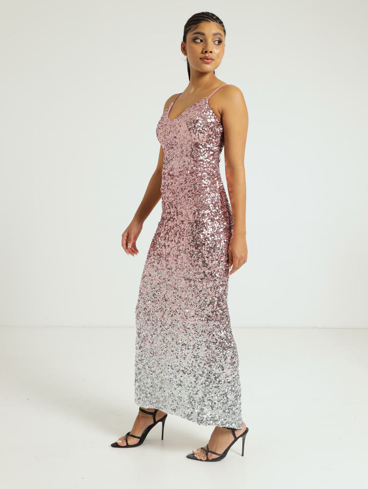 Maxi Dress With Crochet Neckline - Purple