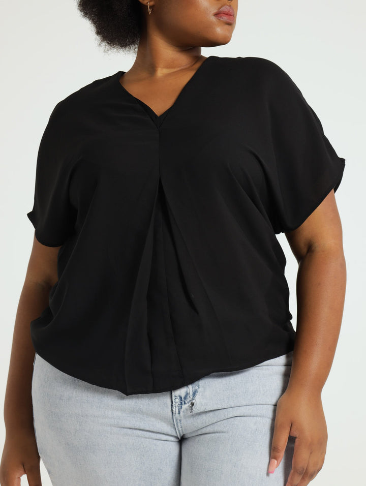 Inverted Pleat Top - Black