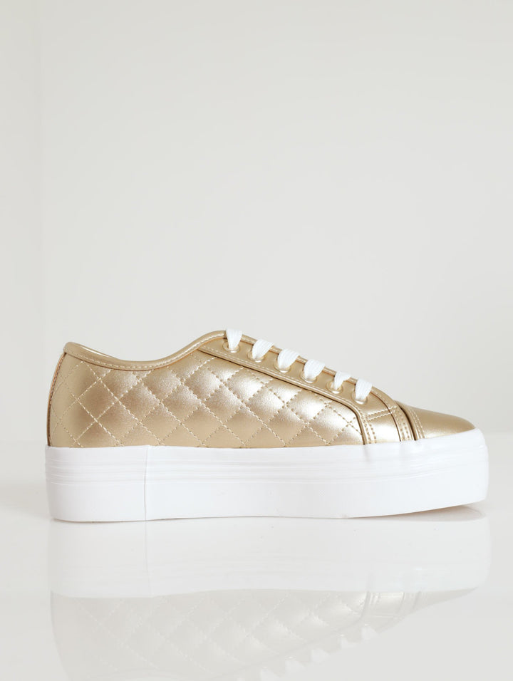 Quilted Platform Street Sneaker - Gold