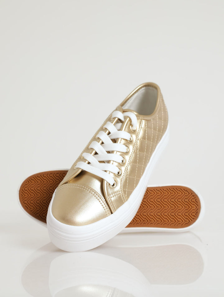 Quilted Platform Street Sneaker - Gold