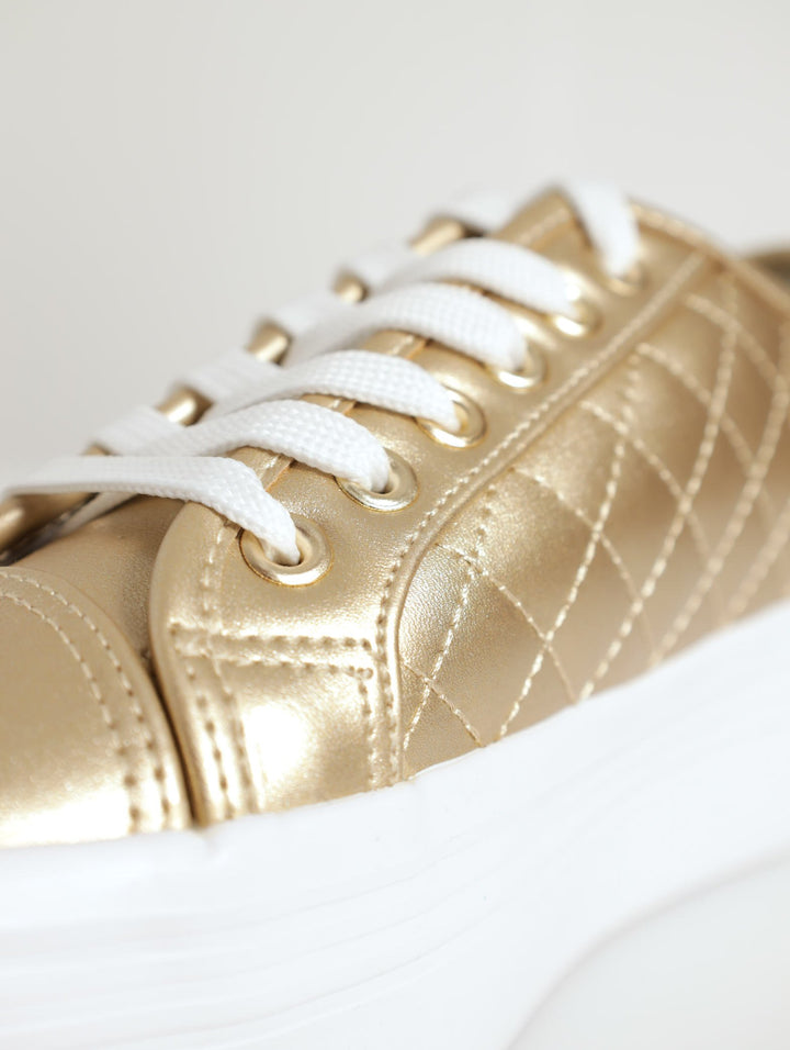 Quilted Platform Street Sneaker - Gold