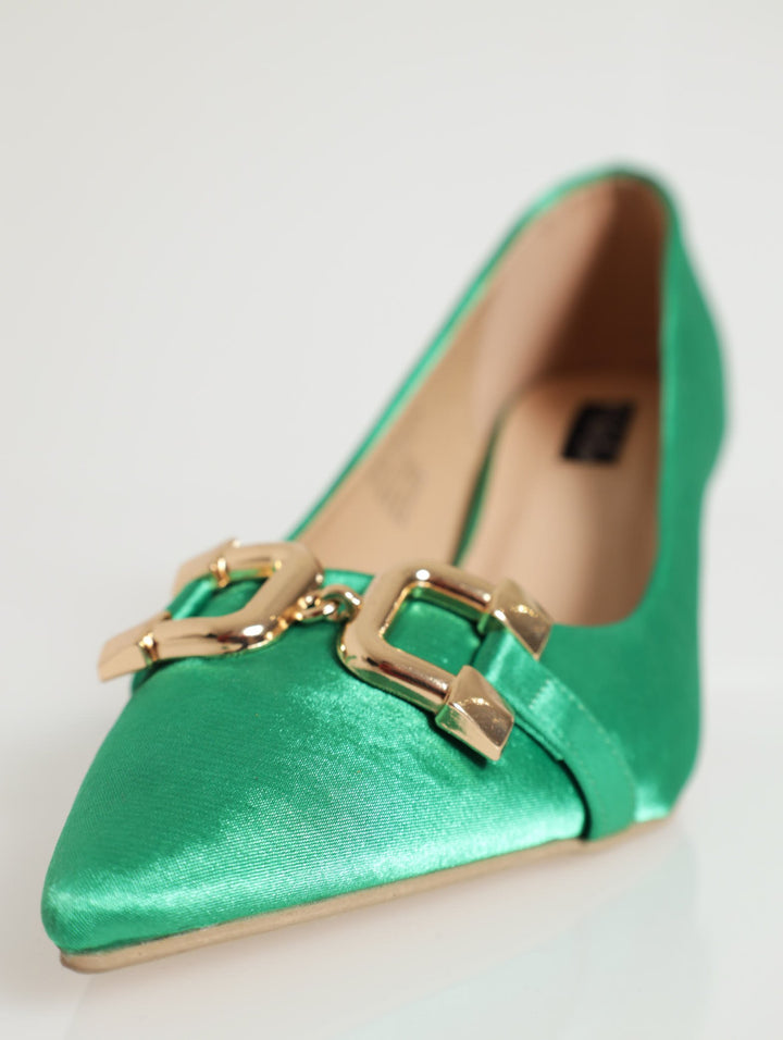 Pointed Full Closed Kitten Heel - Bottle