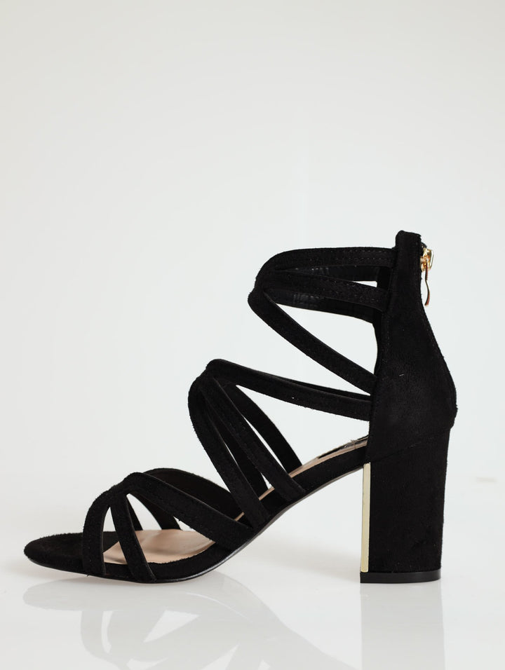 Strappy Block Heel - Black