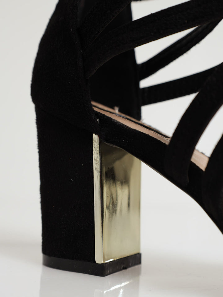 Strappy Block Heel - Black