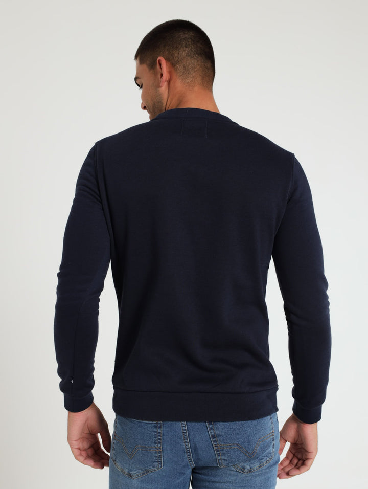 Doyle Applique Crew Tracktop - Navy