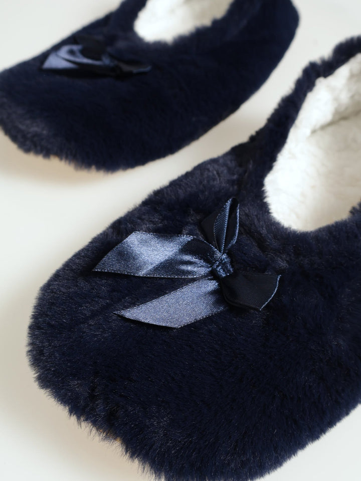 Fluffy Slipper Socks - Navy
