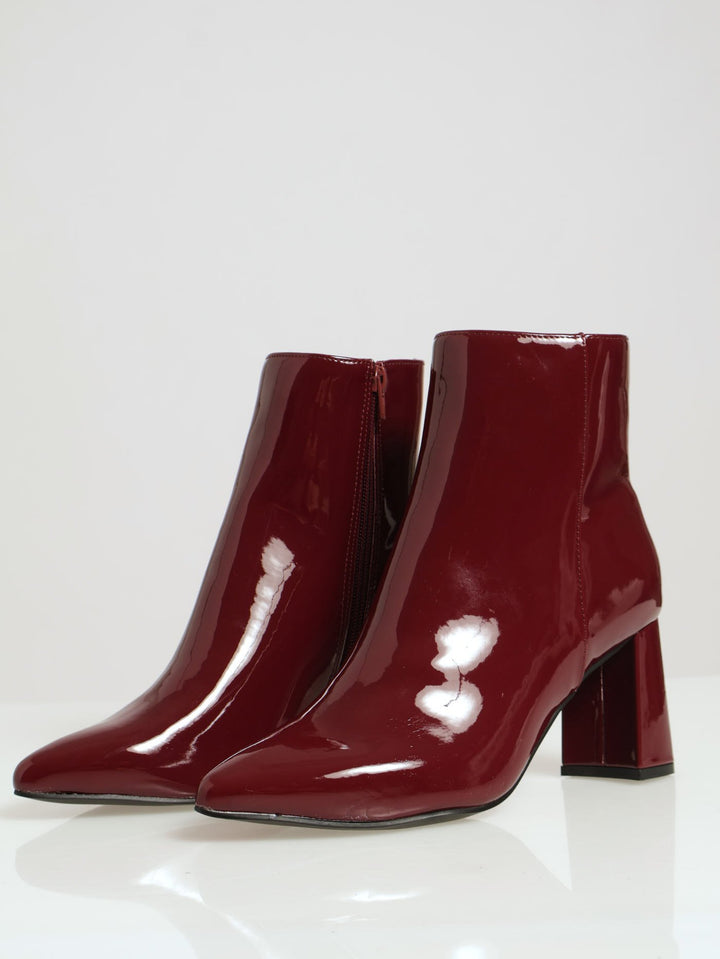 Patent Block Heel Chelsea Boot - Oxblood