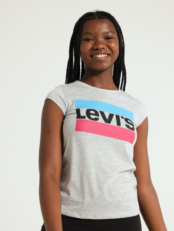 Girls Sportswear Logo Tee - Light Grey