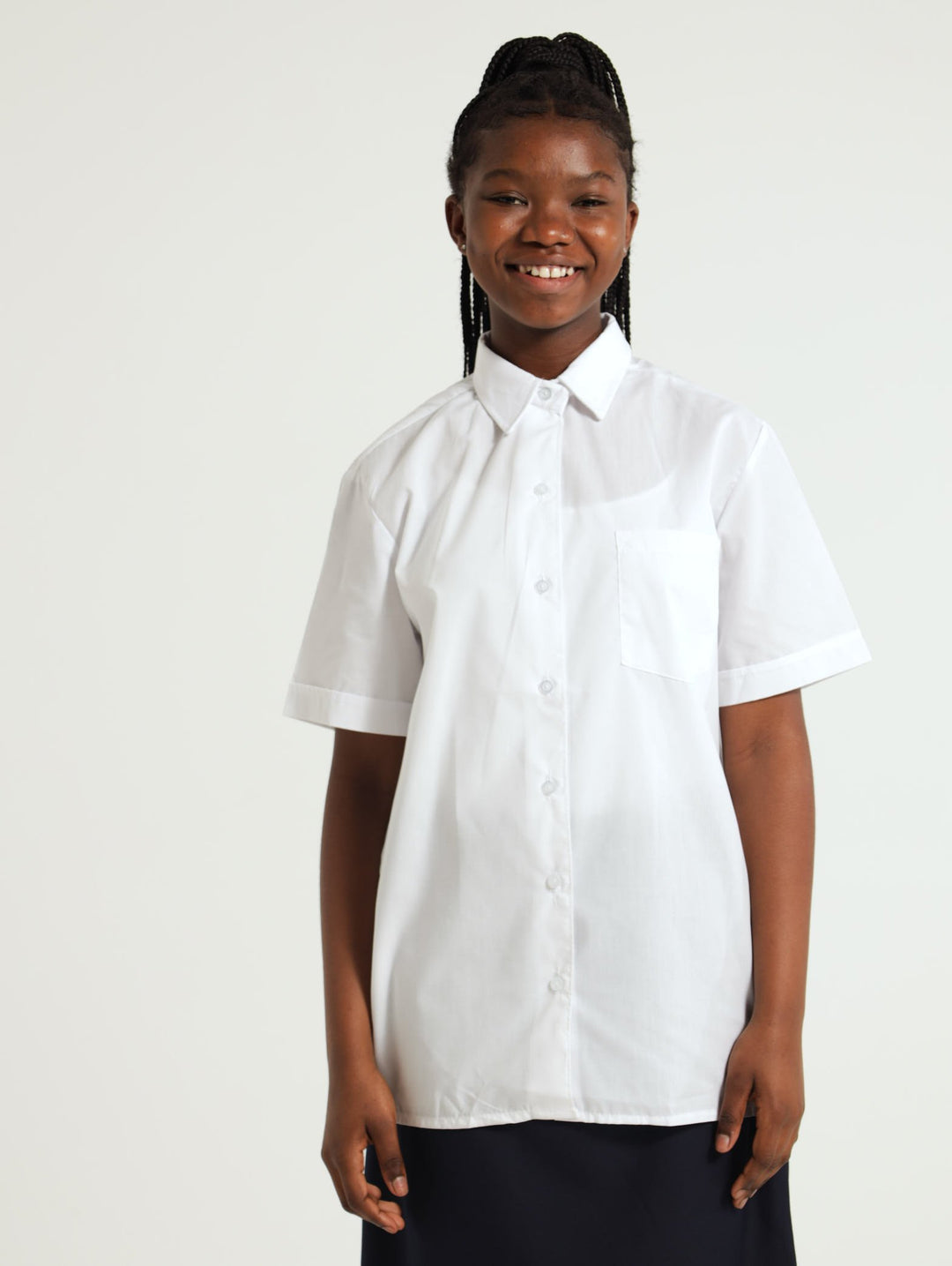 Girls 2 Pack Short Sleeve Regular Neck Blouse - White