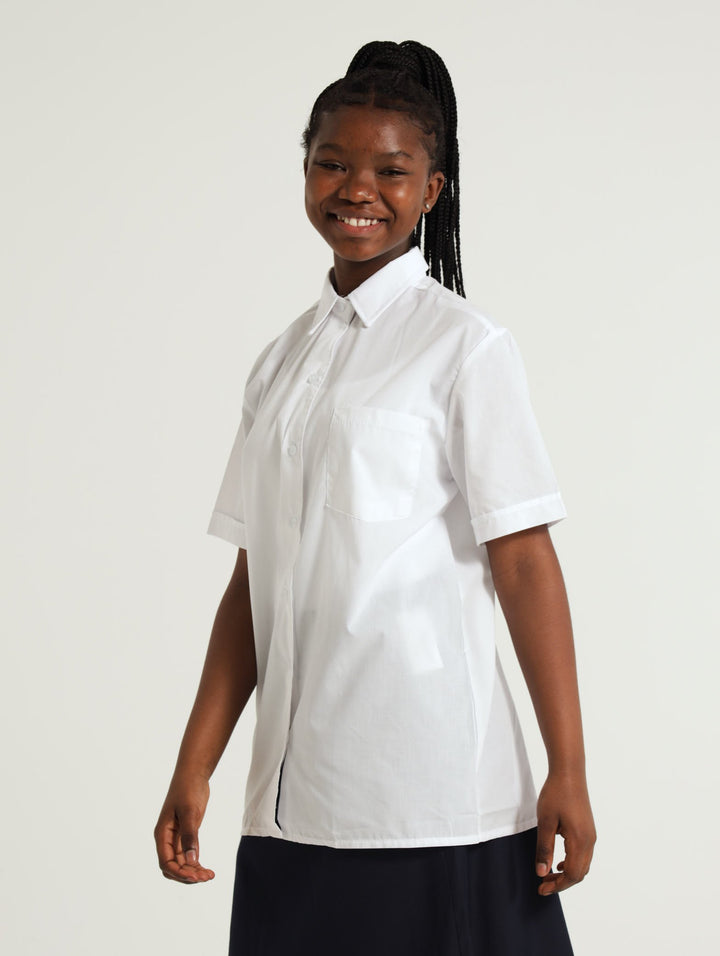 Girls 2 Pack Short Sleeve Regular Neck Blouse - White