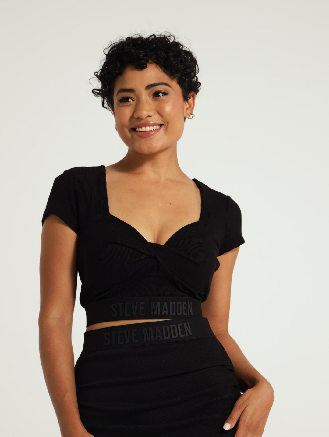 Jenna Front Twist Bustier Top - Black