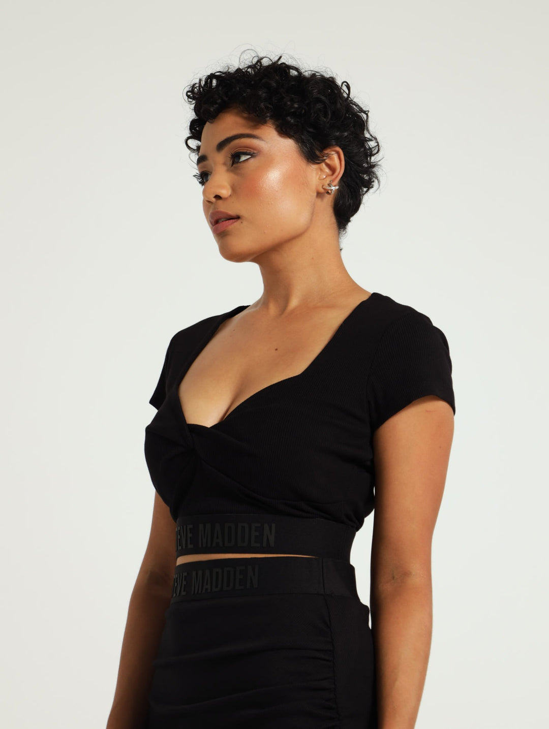 Jenna Front Twist Bustier Top - Black