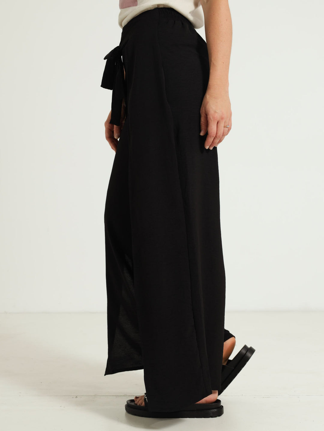 Front Tie Pants - Black