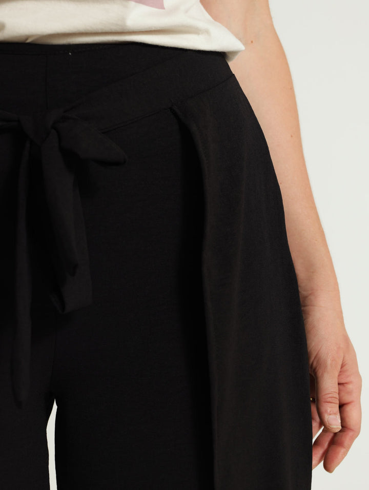 Front Tie Pants - Black