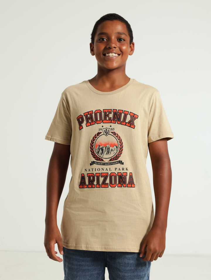 Boys Arizona Print Tee - Stone