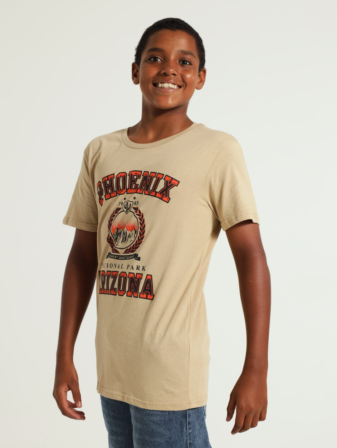 Boys Arizona Print Tee - Stone