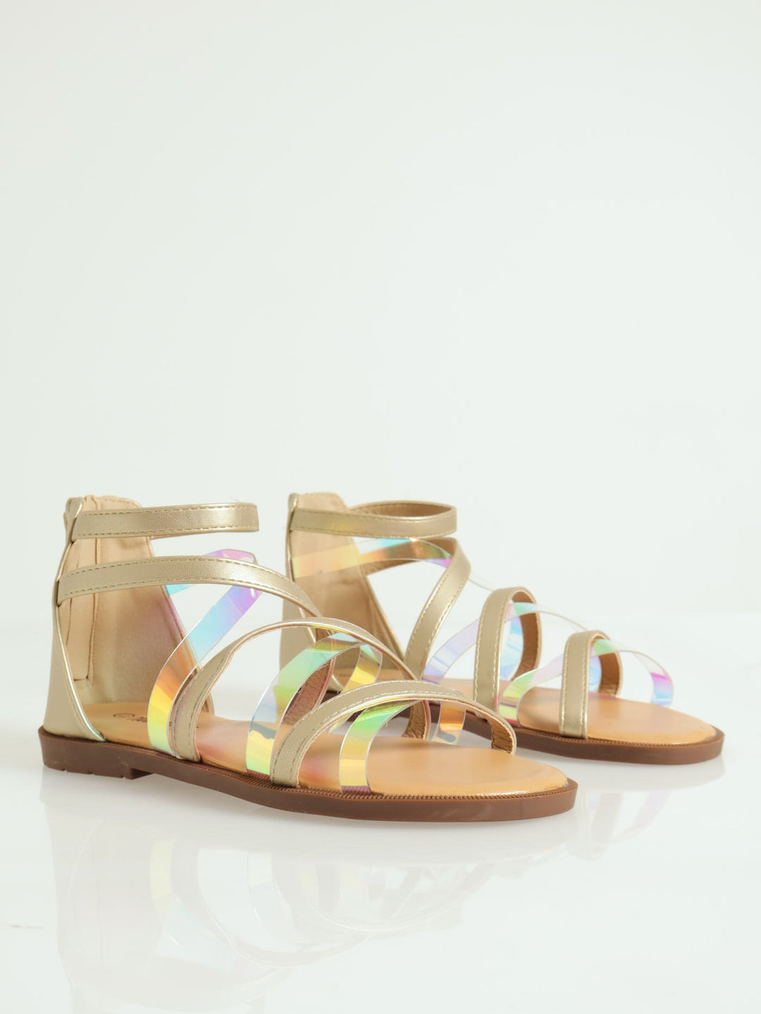 Girls Vinyl Gladiator Sandal - Gold