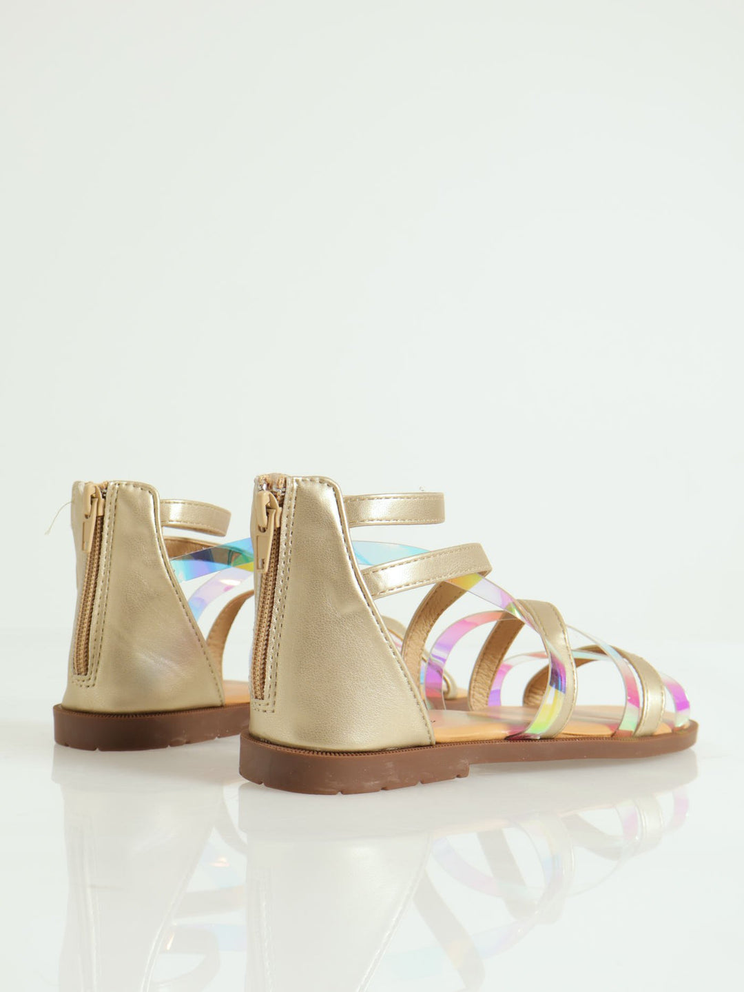 Girls Vinyl Gladiator Sandal - Gold