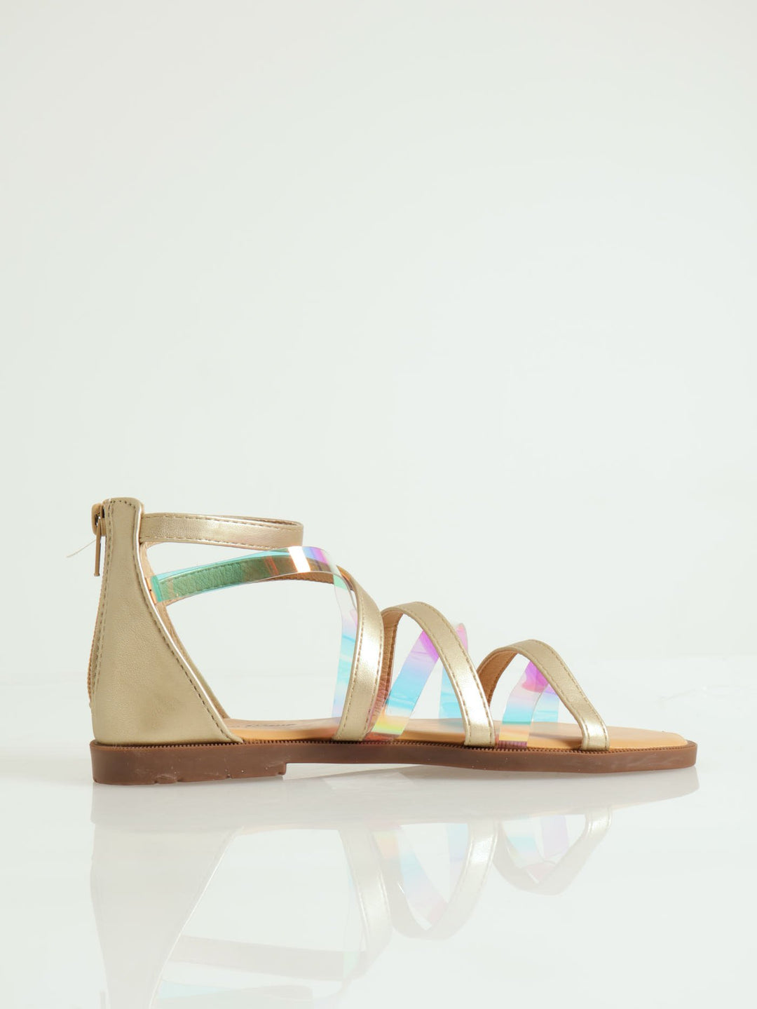 Girls Vinyl Gladiator Sandal - Gold