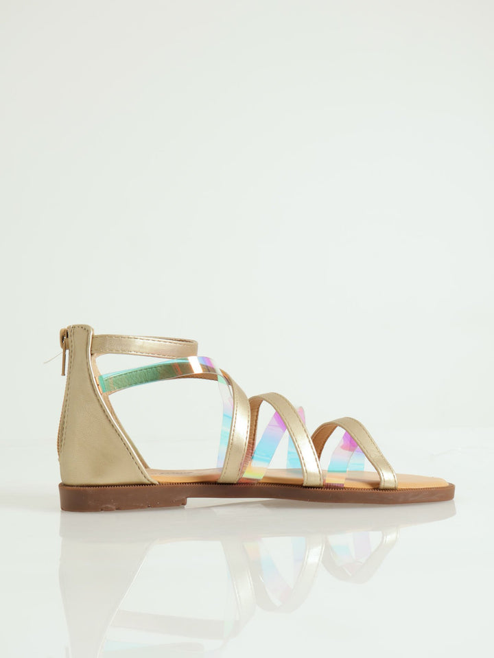 Girls Vinyl Gladiator Sandal - Gold
