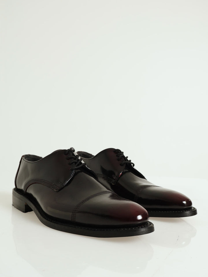 Lace-Up Formal Shoe With Toe Cap - Burgundy