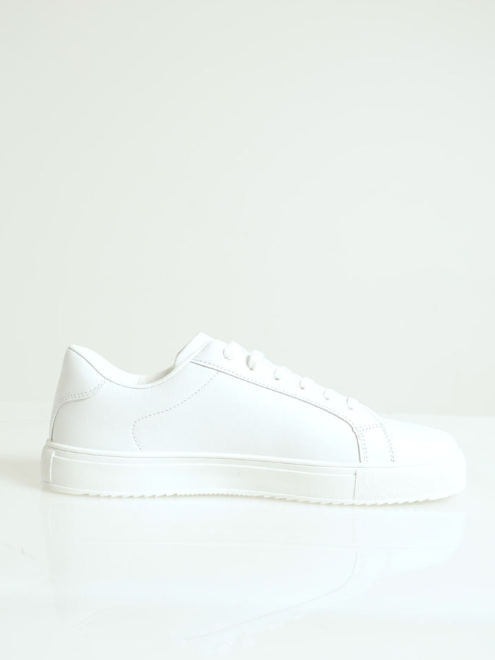Basic Pu Lace Up Sneaker - White