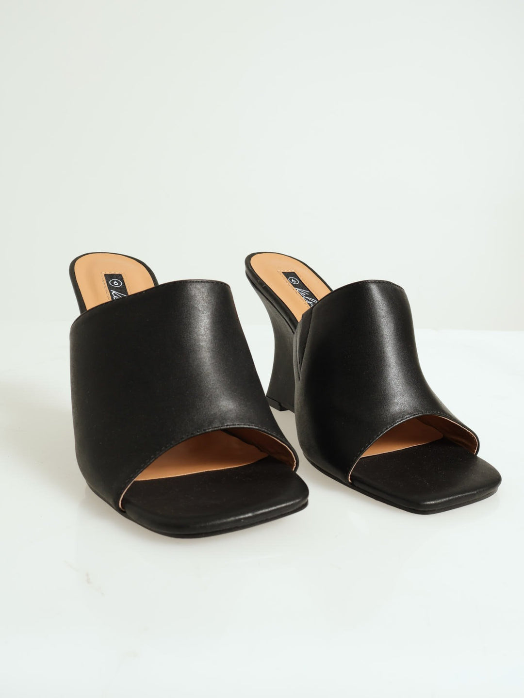 Plain Wedge Mule Heel Black