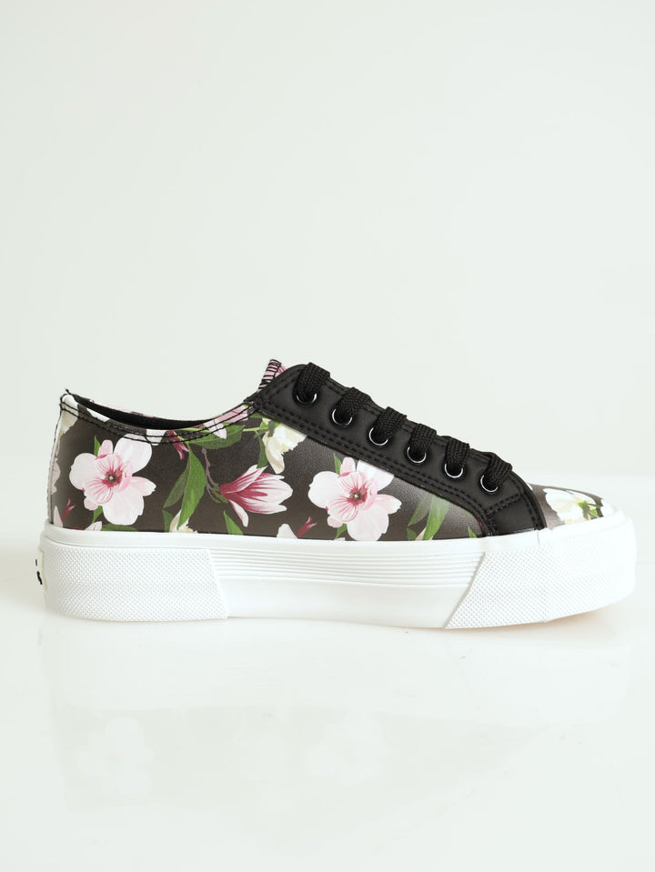 Platform Floral Sneaker - Black
