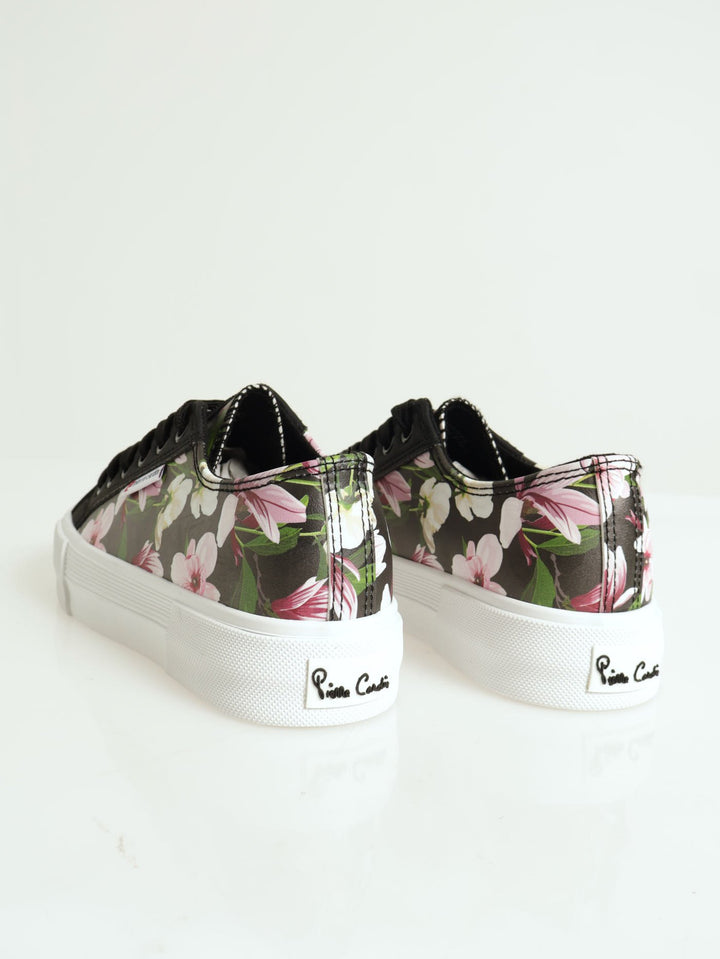 Platform Floral Sneaker - Black