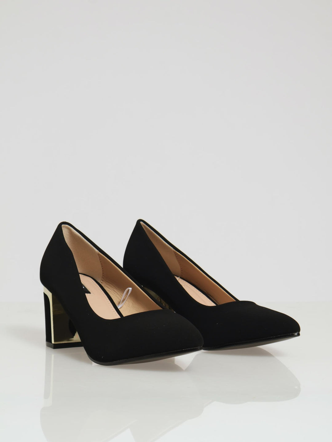 Ladies Pointy Trim Block Heel Black – Edgars